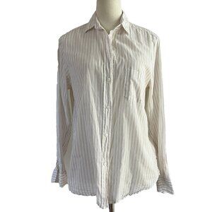 Grayson Frank & Eileen Taupe Tan Striped Button Up Top Shirt Size 3